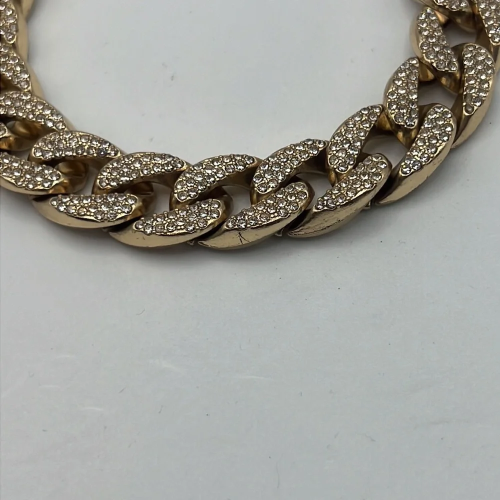 Men Cuban chain bracelet gold with rhinestones